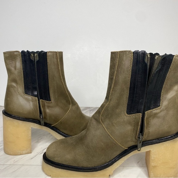 Free People James Deep Khaki Chelsea Heeled Boot 39.5 9.5 - Picture 6 of 14